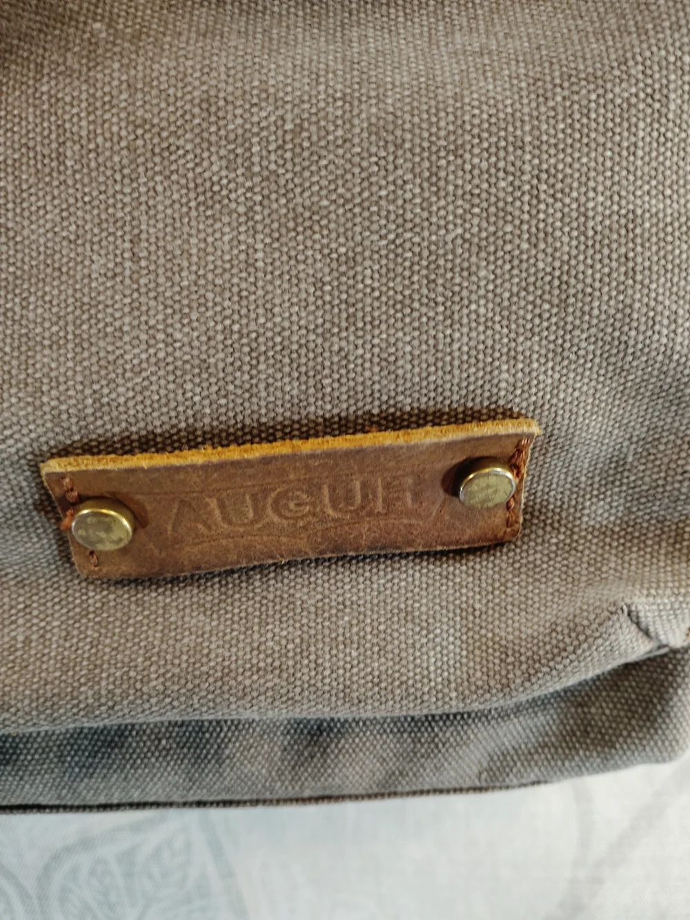 Augur Gray Canvas Messenger Bag with Brown Leather Trim
